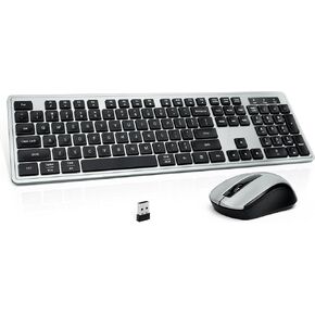 Wireless Keyboard and Mouse Combo, 2.4GHz Silent Keyboard with 3-Level DPI Optical Mouse, Dual-Tone Minimalist Design, Plug and Play USB Receiver, for Windows, Mac, Laptop, and PC (Gold)