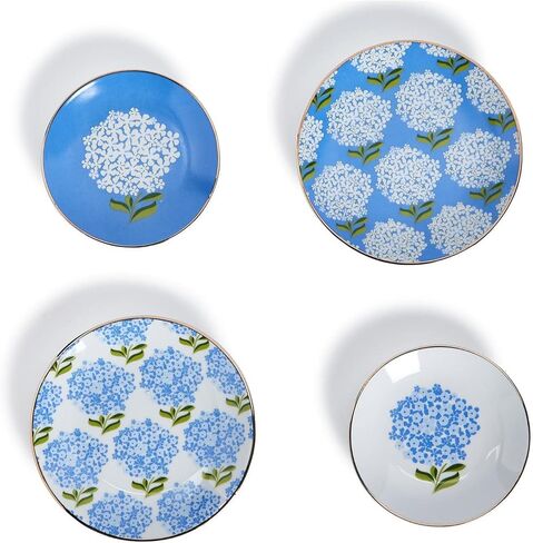 مجموعة صينية حلية الكوبية من شركة Two's Company مكونة من 4 قطع مع حافة ذهبية متنوعة بلونين in Kuwait