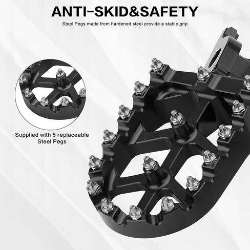 Motorcycle CNC Footpegs Dirt Bike Rest Pedal Foot Pegs Compatible with CR125 CR250 CRF150R CRF250R CRF250X CRF250RX CRF450R CRF450RX CRF450X CRF450L CRF250L Black in Kuwait