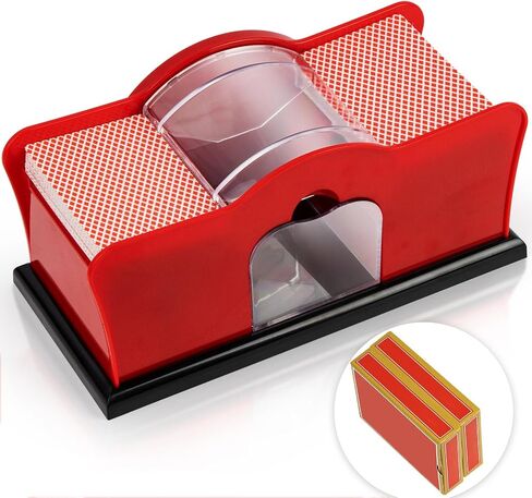 No Jammed Playing Cards Manual Hand Crank Card Shuffler,with 2 Decks of Playing Cards,for Blackjack, Uno, Poker, Omaha; Quiet, Casino Equipment Card Shuffling Machine for Playing Cards in Saudi Arabia