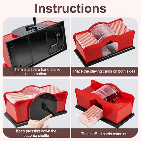 No Jammed Playing Cards Manual Hand Crank Card Shuffler,with 2 Decks of Playing Cards,for Blackjack, Uno, Poker, Omaha; Quiet, Casino Equipment Card Shuffling Machine for Playing Cards in Saudi Arabia