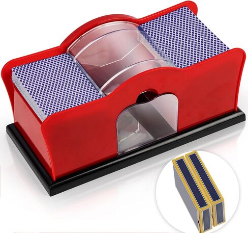 No Jammed Playing Cards Manual Hand Crank Card Shuffler,with 2 Decks of Playing Cards,for Blackjack, Uno, Poker, Omaha; Quiet, Casino Equipment Card Shuffling Machine for Playing Cards in Saudi Arabia