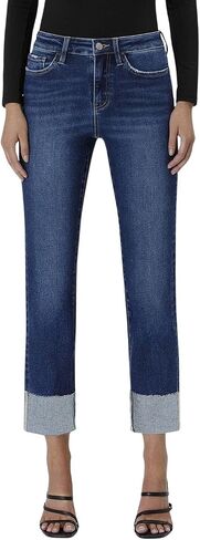 Women's High-Rise Cuff Slim Straight Jeans in Saudi Arabia