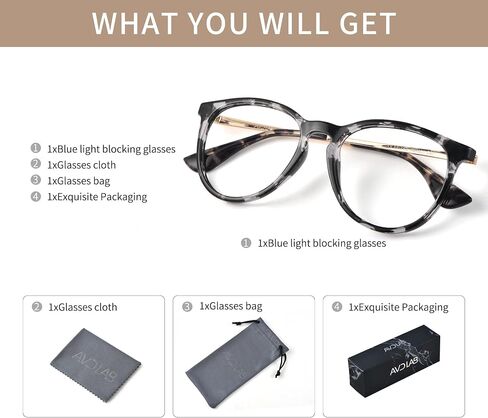 Blue Light Blocking Glasses Round Computer Eyeglasses Reduce Eyestrain UV Glare Women AB3301 in Saudi Arabia