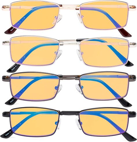 مجموعة من 4 نظارات للقراءة من Eyekepper، قارئات الكمبيوتر بجسر التيتانيوم وذاكرة زرقاء تحجب الضوء in Kuwait