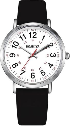 BOSHIYA Women's Easy Reader 36mm Watch Leather Band Watchs （White） in Kuwait