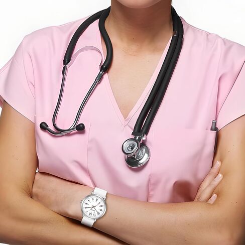 ساعة BOSHIYA للسيدات سهلة القراءة 36 ملم وبسوار جلدي (أبيض) in Kuwait