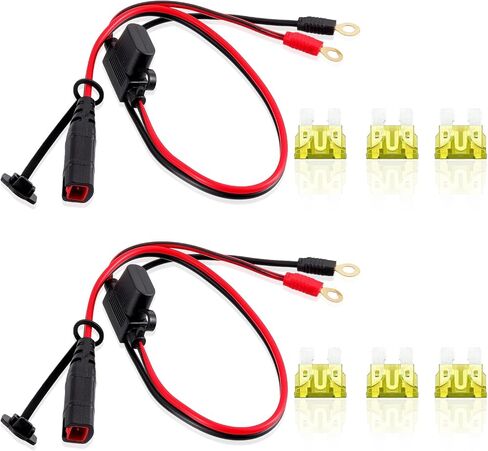 Wires Harness Compatible with GC002 X-Connect M6 (1/4in) XL Eyelet Terminal Connector for Genius Smart Battery Chargers Cable with 20A fuses(M6,2PACK) in Kuwait