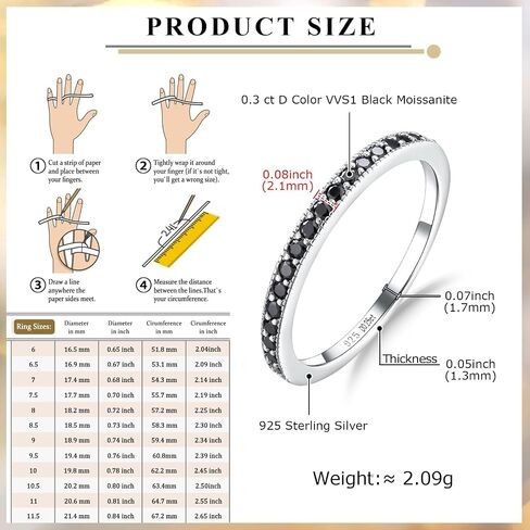 Moissanite Engagement Rings for Women, Sterling Silver Stackable Anniversary Ring Created Birthstone Half Eternity Band Rings for Men, Size 6 to 10, Width 1.4mm 1.7mm in Saudi Arabia