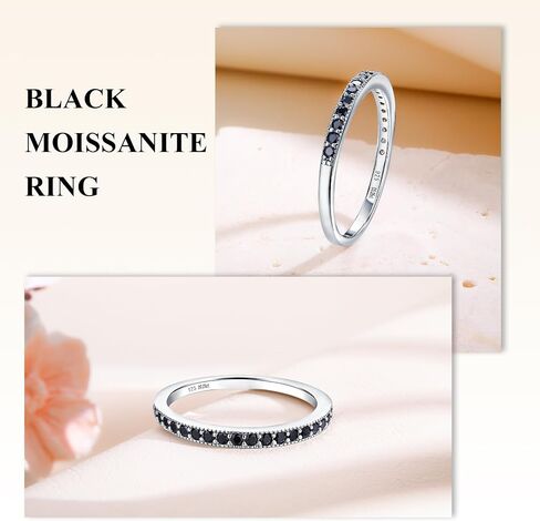 Moissanite Engagement Rings for Women, Sterling Silver Stackable Anniversary Ring Created Birthstone Half Eternity Band Rings for Men, Size 6 to 10, Width 1.4mm 1.7mm in Saudi Arabia