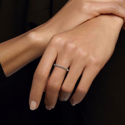 Moissanite Engagement Rings for Women, Sterling Silver Stackable Anniversary Ring Created Birthstone Half Eternity Band Rings for Men, Size 6 to 10, Width 1.4mm 1.7mm in Saudi Arabia