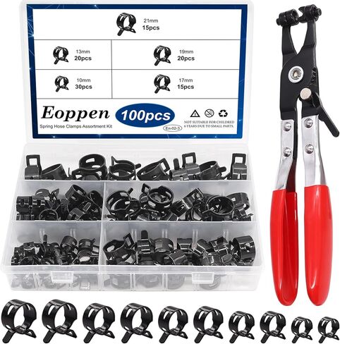 72Pcs Spring Hose Clamps Fuel Line Silicone Vacuum Hose Low Pressure Air Clamps & Sleeving Automotive Replacement Fastener Assortment Kit 6 Sizes (7mm 10mm 11mm 14mm 16mm 17mm) in Saudi Arabia