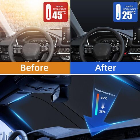 Windshield Sun Shade Foldable Compatible 2015 2016 2017 2018 2019 2020 2021 2022 2023 2024 Fo-rd Mustang (NOT for Fo-rd Mustang Mach-E),Front Window Heat Protection Visor Accessories in Saudi Arabia
