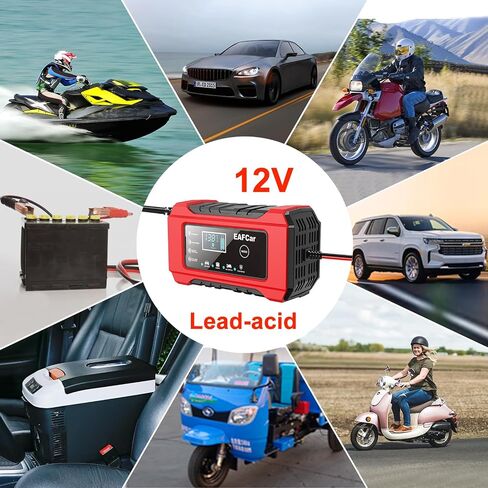 Car Battery Charger 4-Amp, 12V Battery Charger Automotive, Trickle Charger for Car Battery - Smart Fully Battery Maintainer with Temperature Compensation and LCD Display(Black) in Saudi Arabia