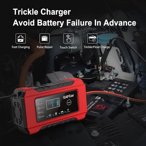 Car Battery Charger 4-Amp, 12V Battery Charger Automotive, Trickle Charger for Car Battery - Smart Fully Battery Maintainer with Temperature Compensation and LCD Display(Black) in Saudi Arabia