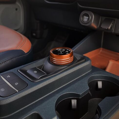 6pcs Compatible with Ford Maverick 2025 2024 2023 2022 Accessories Car Interior Center Consoles Cover Gear Shift Knob AC Volume Headlight Knob Rings -Orange in Kuwait