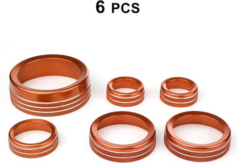 6pcs Compatible with Ford Maverick 2025 2024 2023 2022 Accessories Car Interior Center Consoles Cover Gear Shift Knob AC Volume Headlight Knob Rings -Orange in Kuwait