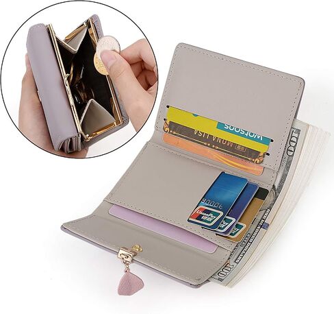 UTO Small Wallet for Women PU Leather Leaf Pendant Card Holder Organizer Coin Purse B Light Blue in Kuwait