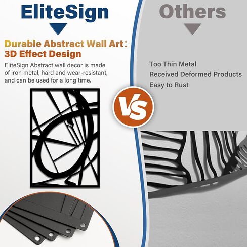 4 Pack Black Abstract Metal Wall Art – 17 x 11 in Minimalist 3D Line Art Wall Decor, Large Textured Metal Wall Sculptures for Living Room, Bedroom, Bathroom, Office, Black Art Wall Decor Moving Gifts in Saudi Arabia