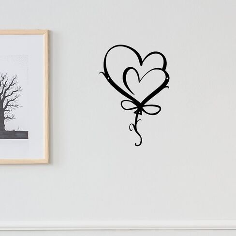 Heart Sign Metal Wall Art Decor,Unique Love Heart Metal Wall Decor,Balloon Heart Wall Hanging Geometric Plaque for Valentine's Day Gifts Bedroom Living Room Wedding Indoor Home Decor Heart-2 One Size in Saudi Arabia