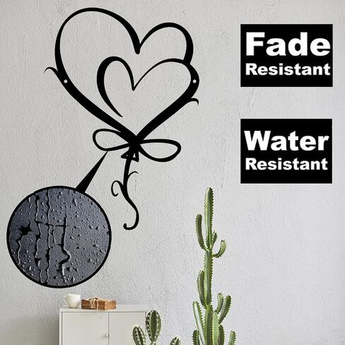 Heart Sign Metal Wall Art Decor,Unique Love Heart Metal Wall Decor,Balloon Heart Wall Hanging Geometric Plaque for Valentine's Day Gifts Bedroom Living Room Wedding Indoor Home Decor Heart-2 One Size in Saudi Arabia