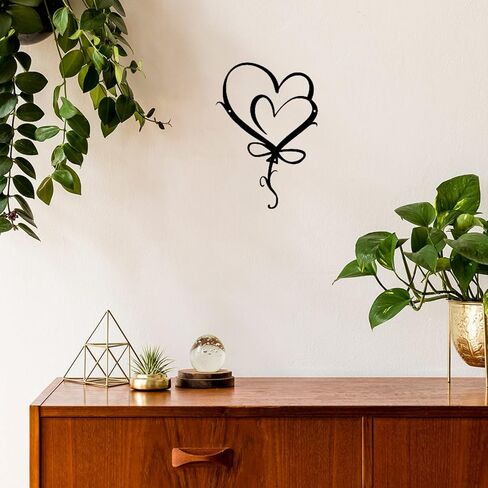 Heart Sign Metal Wall Art Decor,Unique Love Heart Metal Wall Decor,Balloon Heart Wall Hanging Geometric Plaque for Valentine's Day Gifts Bedroom Living Room Wedding Indoor Home Decor Heart-2 One Size in Saudi Arabia