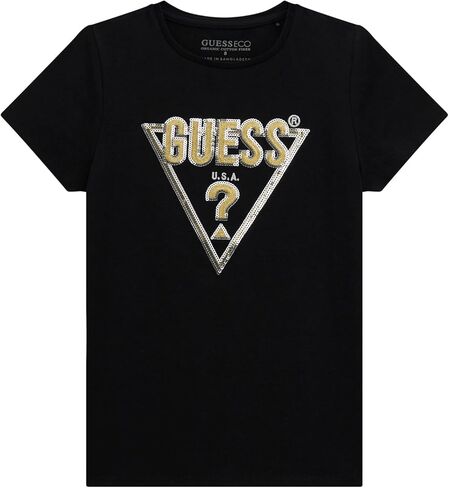 GUESS Girls' Short Sleeve Sequin Logo T-Shirt in Saudi Arabia