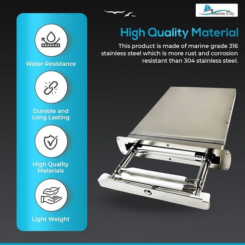 MARINE CITY 316 Grade Stainless Steel Concealed Box Flush Mount Telescoping Boarding Boat 4-Step Under Slide Swiveling Ladder for Marines – Boats – Yachts – Pontoons (Pack of 1) in Saudi Arabia