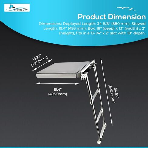 MARINE CITY 316 Grade Stainless Steel Concealed Box Flush Mount Telescoping Boarding Boat 4-Step Under Slide Swiveling Ladder for Marines – Boats – Yachts – Pontoons (Pack of 1) in Saudi Arabia