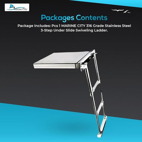 MARINE CITY 316 Grade Stainless Steel Concealed Box Flush Mount Telescoping Boarding Boat 4-Step Under Slide Swiveling Ladder for Marines – Boats – Yachts – Pontoons (Pack of 1) in Saudi Arabia