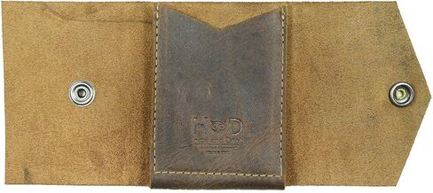 إخفاء وشرب، محفظة جلدية على شكل حرف T، تحمل ما يصل إلى 4 بطاقات بالإضافة إلى الفواتير المسطحة، منظم للنقود، إكسسوارات يومية، مصنوعة يدويًا تتضمن ضمان 101 عام :: بوربون براون in Kuwait