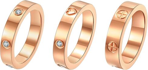 3PC Love Friendship Rings for Women 18K Gold Plated Stainless Steel Cubic Zirconia Gold Ring Wedding Band Promise Ring Jewelry Birthday Gifts,Size 6-10 in Saudi Arabia