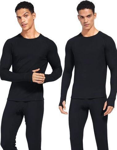 ملابس داخلية حرارية طويلة جونز للرجال مبطنة بالصوف، مجموعة بيجامة من الأعلى والأسفل للشتاء البارد in Kuwait