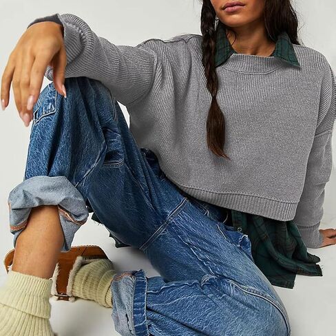 Women's Oversized Sweaters Lantern Sleeve Ribbed Mock Neck Jumper Tops Chunky Knit Pullover Sweater… in Saudi Arabia