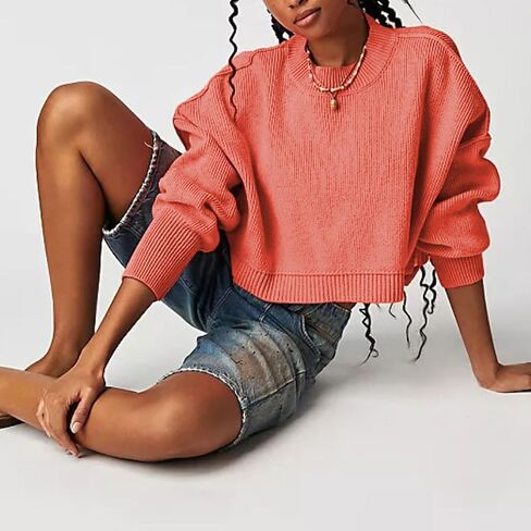 Women's Oversized Sweaters Lantern Sleeve Ribbed Mock Neck Jumper Tops Chunky Knit Pullover Sweater… in Saudi Arabia