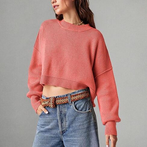 Women's Oversized Sweaters Lantern Sleeve Ribbed Mock Neck Jumper Tops Chunky Knit Pullover Sweater… in Saudi Arabia