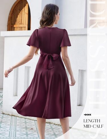 DRESSTELLS Women's Cocktail Dress with Pockets 2025, Twist Knot Ruched Wrap Dresses, V Neck & Bow Tie in Saudi Arabia
