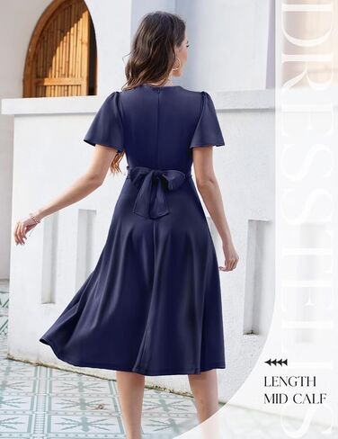 DRESSTELLS Women's Cocktail Dress with Pockets 2025, Twist Knot Ruched Wrap Dresses, V Neck & Bow Tie in Saudi Arabia