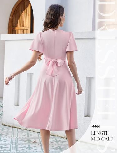 DRESSTELLS Women's Cocktail Dress with Pockets 2025, Twist Knot Ruched Wrap Dresses, V Neck & Bow Tie in Kuwait