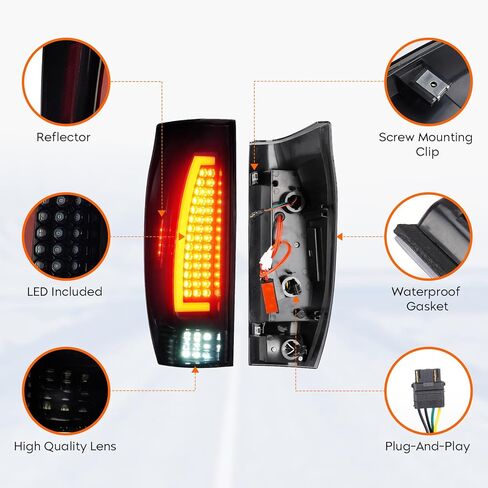 Tresound LED Tail Light for Chevy Avalanche 1500 2500 2002 2003 2004 2005 2006, Rear Taillight Assembly, GM2801153 in Kuwait