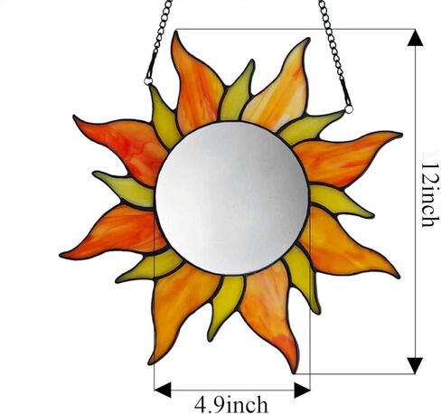 مرآة فنية لتزيين الحائط من كلوفر، مرآة صغيرة مقاس 8 بوصات مع سلسلة، نافذة زجاجية ملونة مصنوعة يدويًا معلقة مع مرآة، مرآة مكياج لطاولة الزينة، هدية لصديقتك وعيد الأم in Kuwait