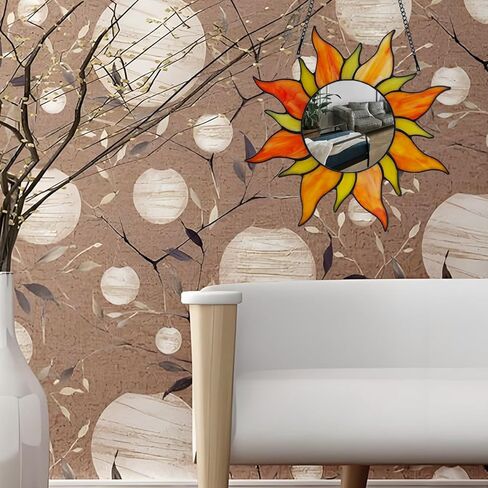 مرآة فنية لتزيين الحائط من كلوفر، مرآة صغيرة مقاس 8 بوصات مع سلسلة، نافذة زجاجية ملونة مصنوعة يدويًا معلقة مع مرآة، مرآة مكياج لطاولة الزينة، هدية لصديقتك وعيد الأم in Kuwait