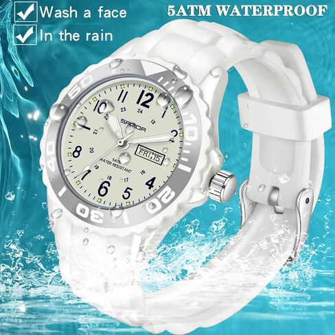 Watches for Women Reloj para Mujer, Waterproof Easy to Read Watch with Second Hand Military Time Ladies Simple Nurse Nursing Date Analog Quartz for Swimming White in Kuwait