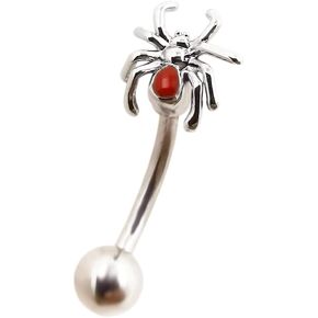 16G Clear Cubic Zirconia Spider Shaped Thread Curved Barbell Eyebrow Tragus Ring Piercing Jewelry