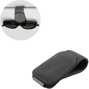Magnetic Suede Leather Sunglass Holder, Eyeglass Hanging Clip for Car Sun Visor, Car Accessories (Tan, 1 Pack)