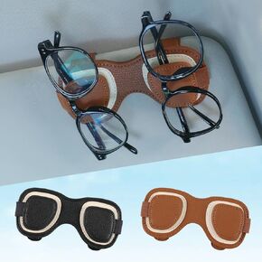 KINIVA Sunglass Clips for Car Visor, Magnetic Sunglass Holder for Car,Car Accessories Interior (Brown)