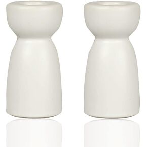 Candlestick Holders, Ceramic White Taper Candle Holder Candlelight Stand, Modern Boho Candle Holders for Desktop Table Setting Dining Bathroom Home Wedding Party Decoration,2 Pack