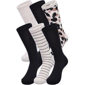 GAP Women's Crew Socks, Multi-Pack Adult Socks, Soft & Stretchy, Comfortable, Leopard (6-Pack), One Size
