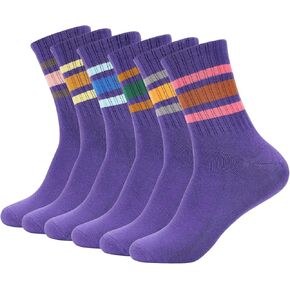Womens Tube Socks Combed Cotton Anti Odor Quick Dry Moisture Wicking Colorful with Striped Size 6-11