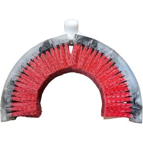 Teravan Curved Wash Brush, Medium Soft Fiber Bristles Red Cleaning Brush, Scrub Brush for Exhaust Truck Stack Pipe (8-10 Inches) - Efficient Cleaning Tool